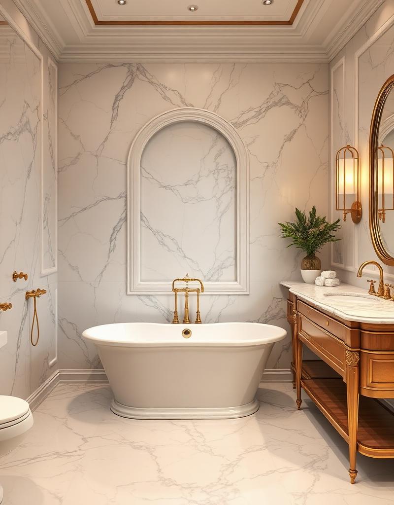 Elegant bathroom with freestanding tub